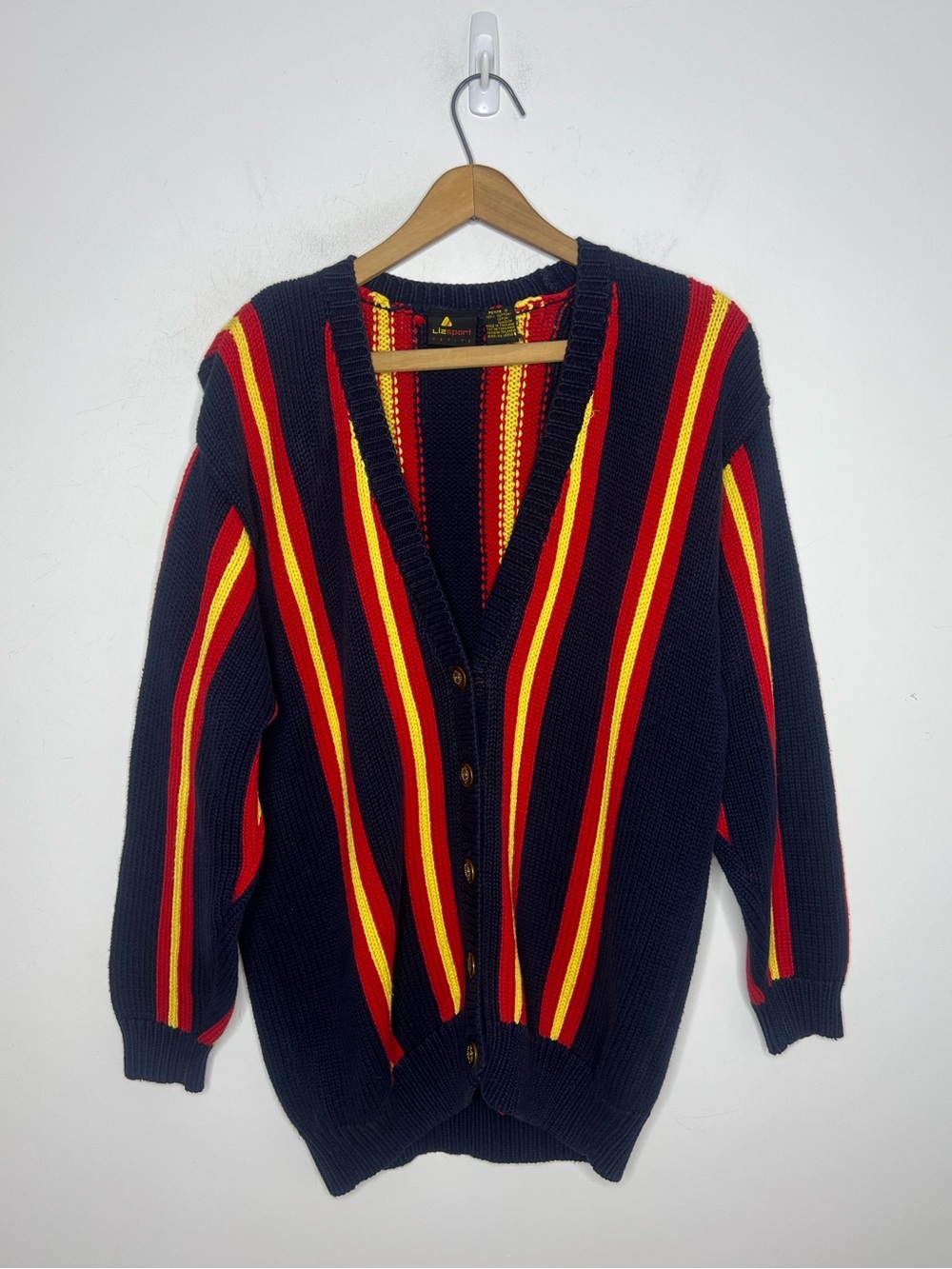 Vintage 90s Liz Claiborne Lizsport Petite Cardigan Sweater Small Cotton Ornate B